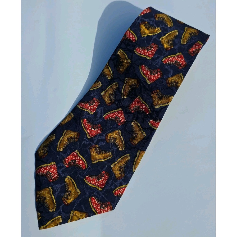 Fendi Designer Neck Tie Mens One Size Multicolor Boot Print Silk Made in Italy